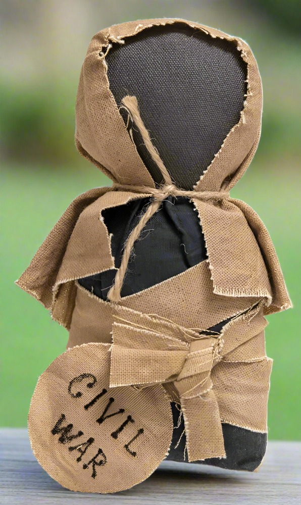 Primitive Early American Folk Art 8"Civil War Doll Black - The Primitive Pineapple Collection