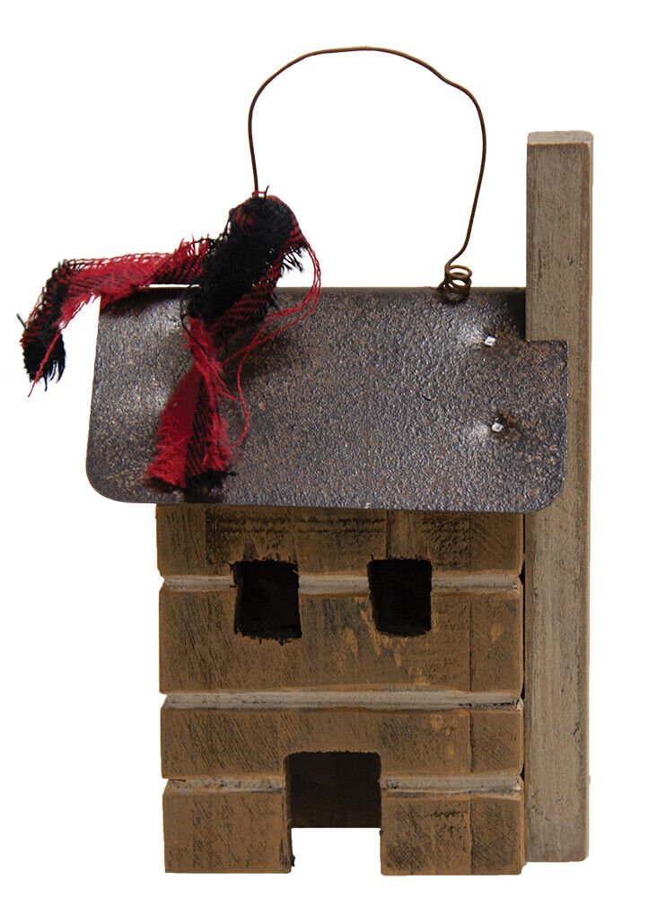 Primitive Rustic Farmhouse Wood Town Cabin Ornament - The Primitive Pineapple Collection