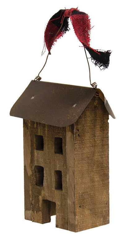 Primitive Rustic Farmhouse Wood Saltbox House Ornament - The Primitive Pineapple Collection