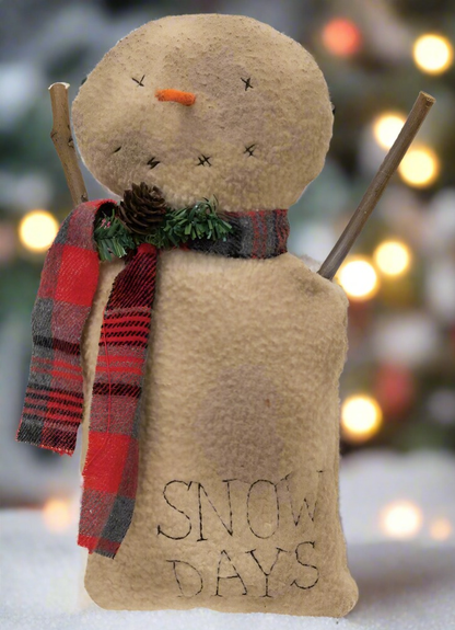 Primitive Farmhouse Grungy 10.5&quot; Snow Days Snowman - The Primitive Pineapple Collection