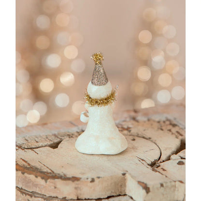 Bethany Lowe Christmas Shimmer Mini Snowman with Bucket MA1076 - The Primitive Pineapple Collection