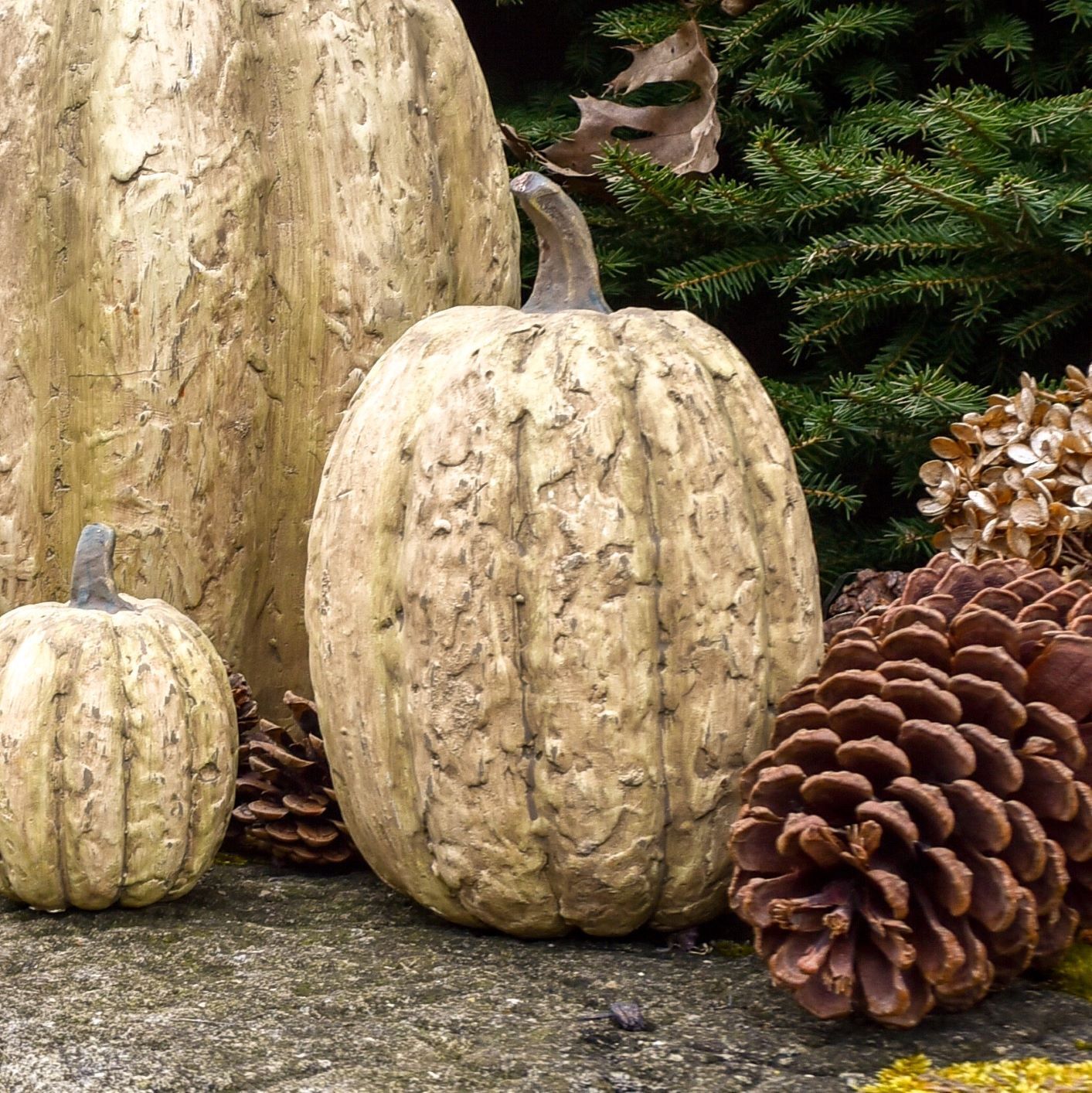 Primitive/Country Halloween Fall 7.5” Tall White Pumpkin Ragon House - The Primitive Pineapple Collection