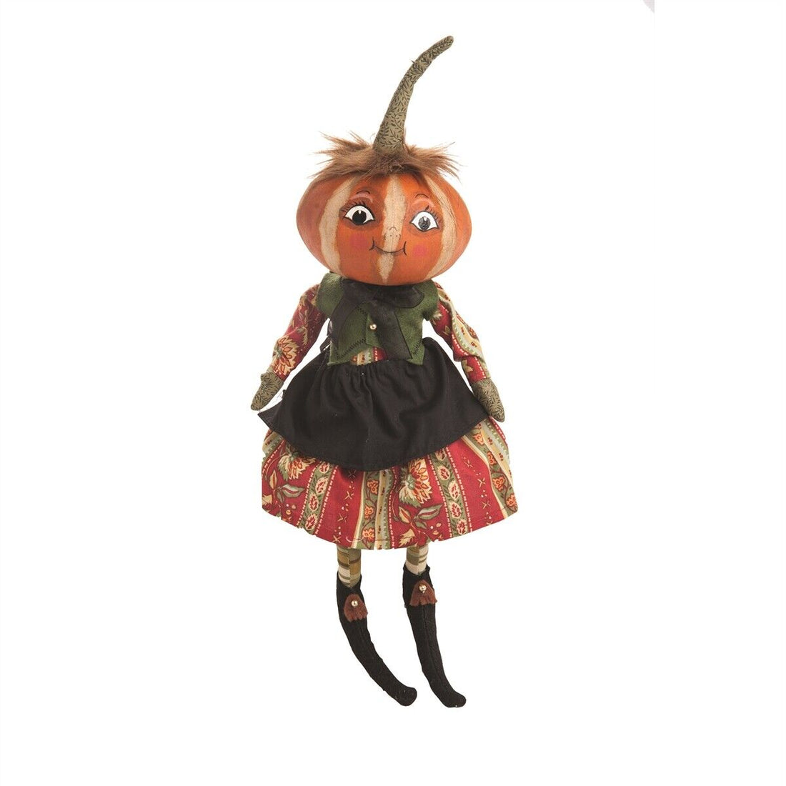 Halloween Fall Folk Art Joe Spencer Kimberly Pumpkin Head Doll - The Primitive Pineapple Collection