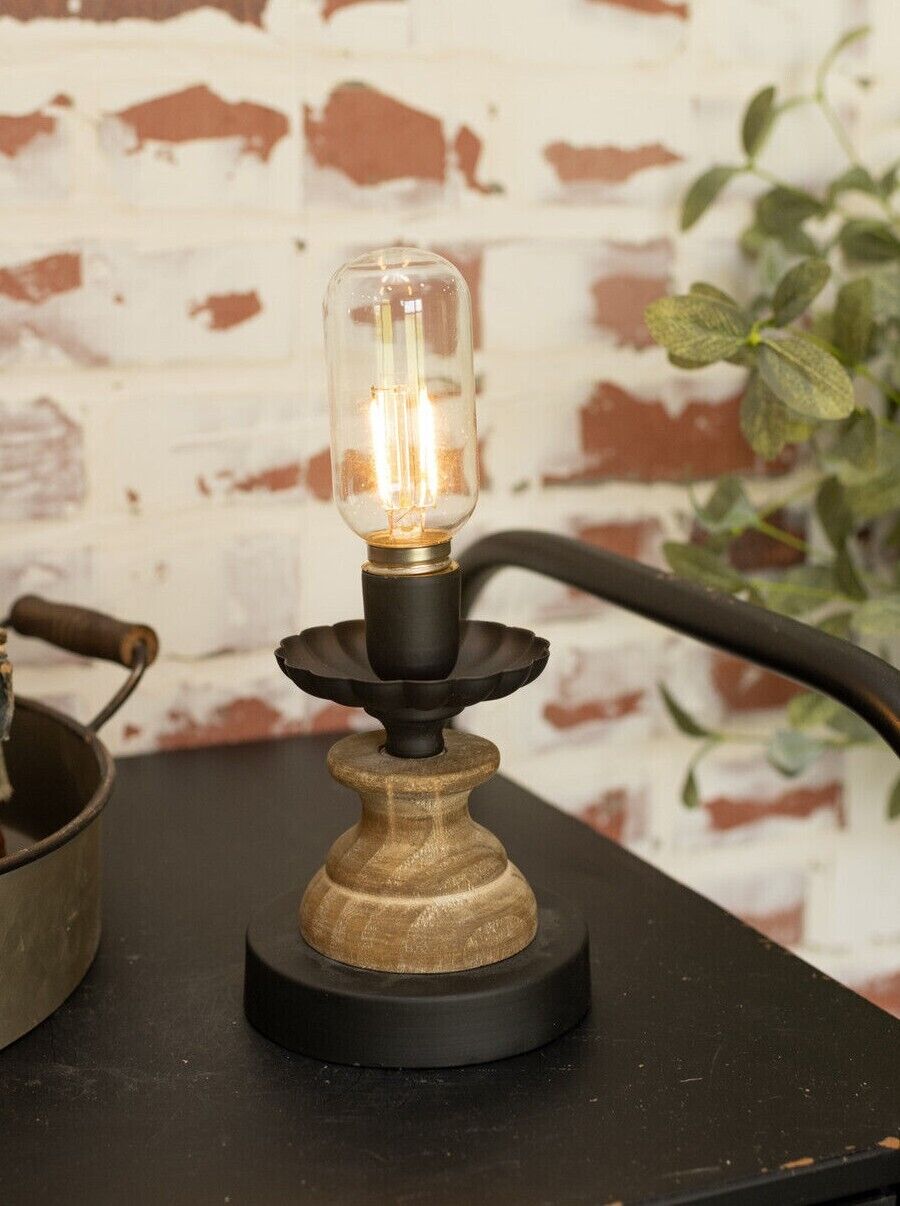 Primitive Farmhouse Spindle Led Light Battery Timer 9.5&quot; - The Primitive Pineapple Collection