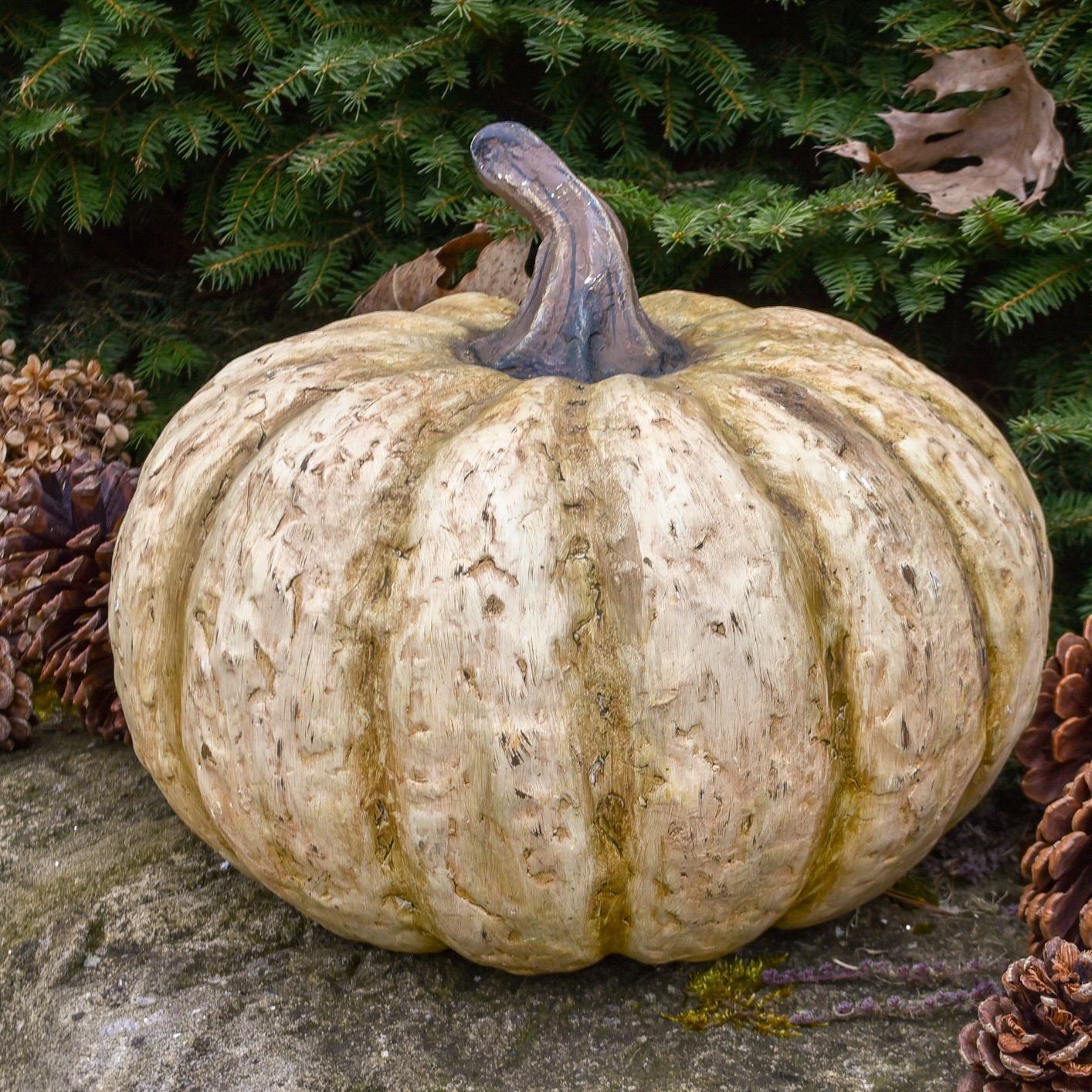 Primitive/Country Halloween Fall 5.75” White Short Pumpkin Ragon House - The Primitive Pineapple Collection