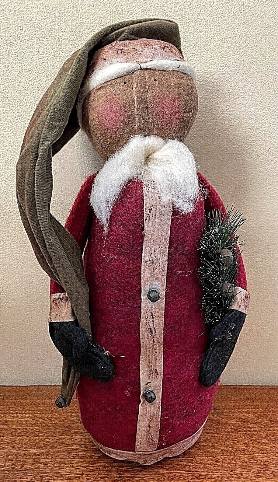 Primitive Christmas 19&quot; Stump Santa Doll w/ Holiday Greens - The Primitive Pineapple Collection