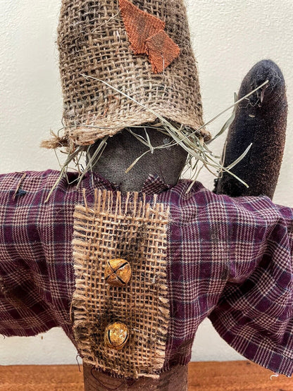 Extreme Primitive Fall Halloween Harry Scarecrow Doll in Can w/ Crow 13&quot; - The Primitive Pineapple Collection