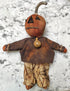 Primitive Folk Art Carl Pumpkin Man Doll 14" w/ Gourd - The Primitive Pineapple Collection