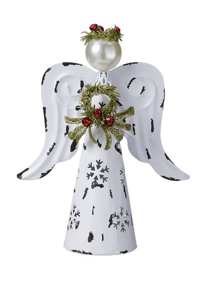 Christmas Distressed Light Up Christmas Angel Figurine 6” Rustic Farmhouse - The Primitive Pineapple Collection