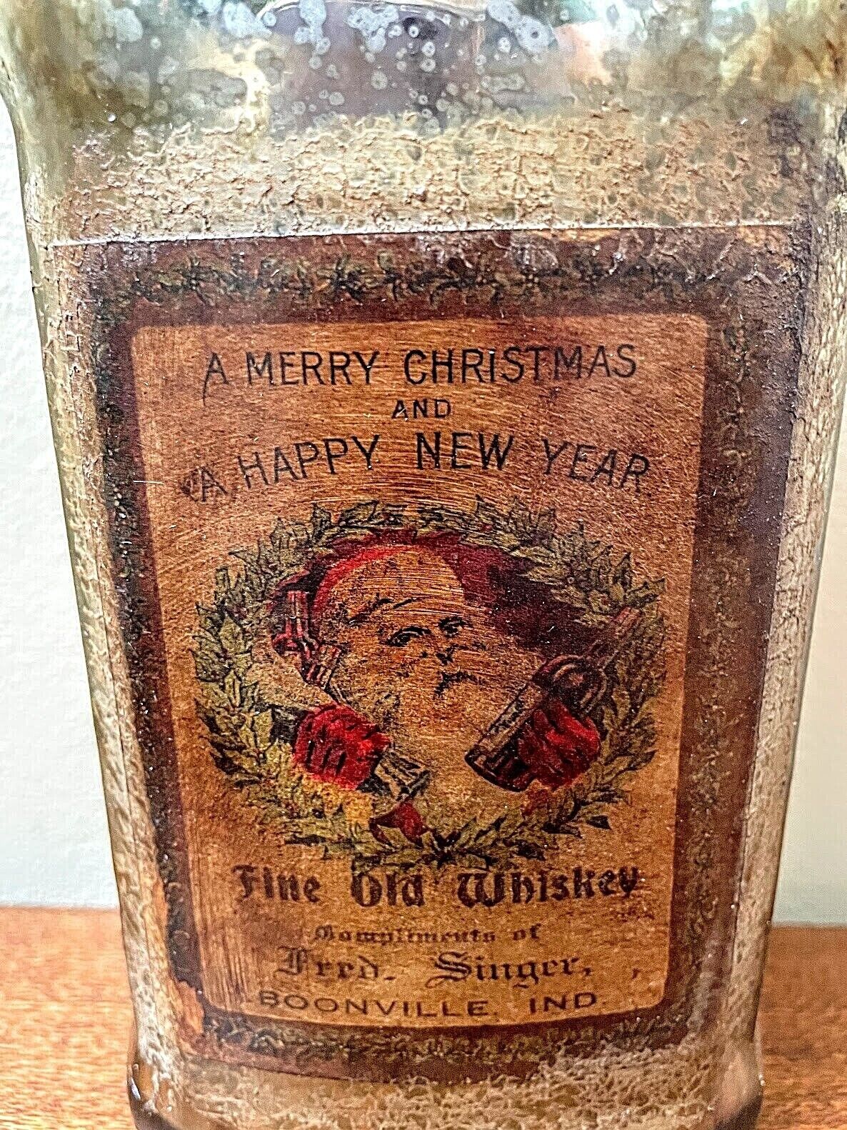 Primitive Christmas Reproduction Vintage Santa Mercury Bottle - The Primitive Pineapple Collection