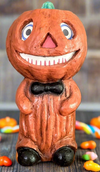 Primitive/Country Halloween Fall Jack O Lantern Pumpkin Boy 12.5" Ragon House - The Primitive Pineapple Collection