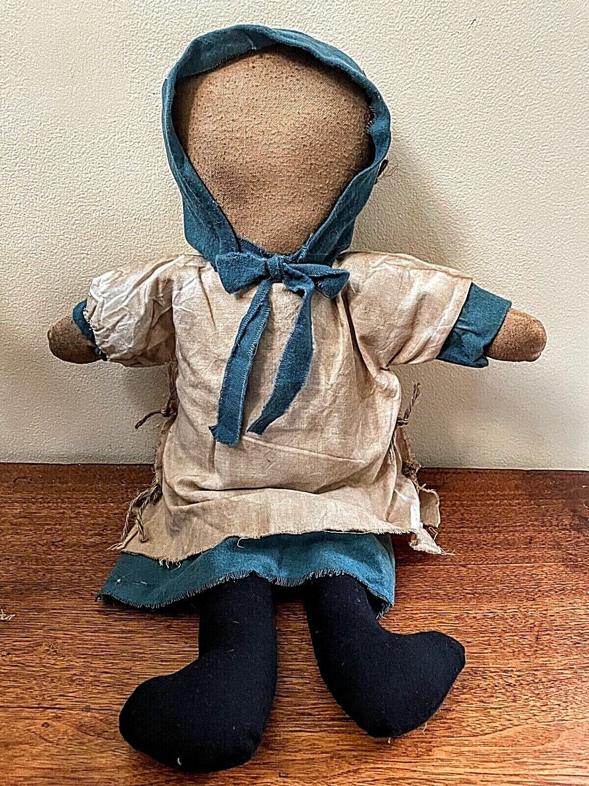 Primitive Handcrafted Folk Art 10&quot; Amish Doll - The Primitive Pineapple Collection