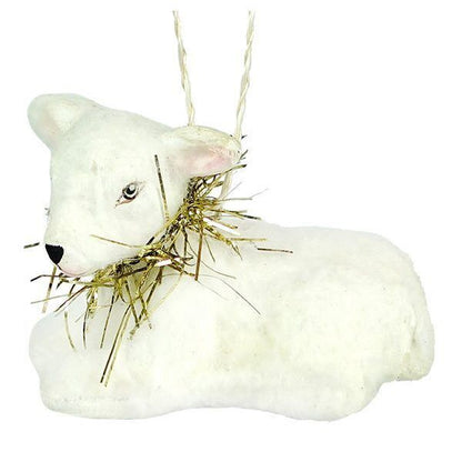 Bethany Lowe Christmas Peaceful Lamb with Wreath  Ornament TL8748