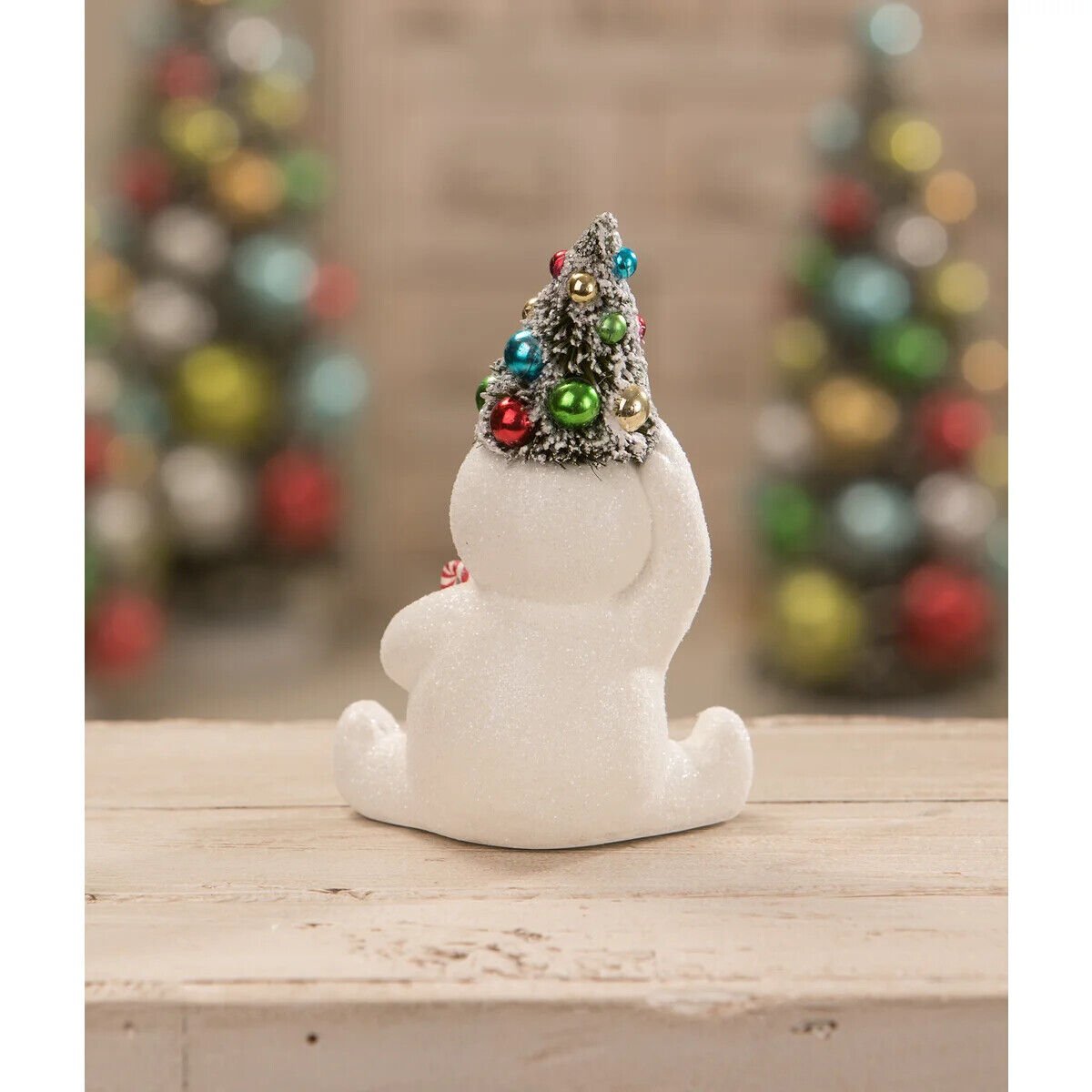 Bethany Lowe Christmas Retro Candy Cane Snowman W/ Tree TL1354 - The Primitive Pineapple Collection