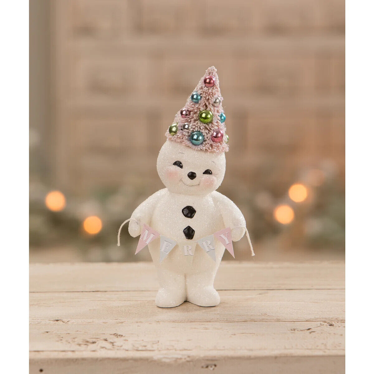 Bethany Lowe Christmas Pastel Merry Snowman With Tree TL1355