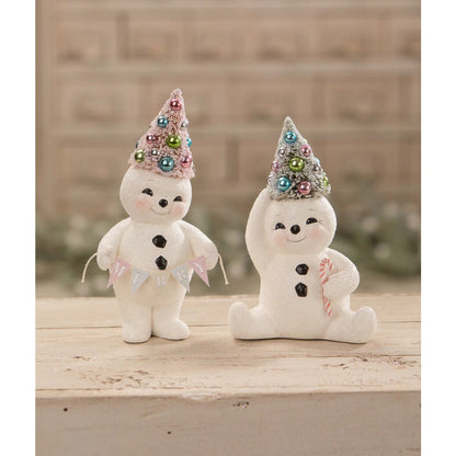 Bethany Lowe Christmas Pastel Merry Snowman With Tree TL1355