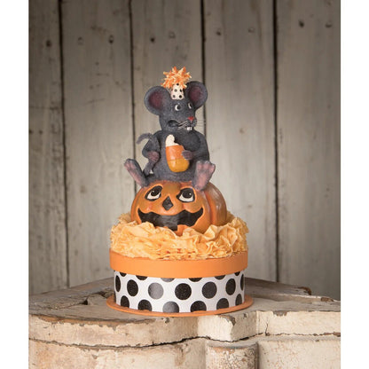 Bethany Lowe Halloween Scaredy Cat Mouse on Box TL0248 - The Primitive Pineapple Collection