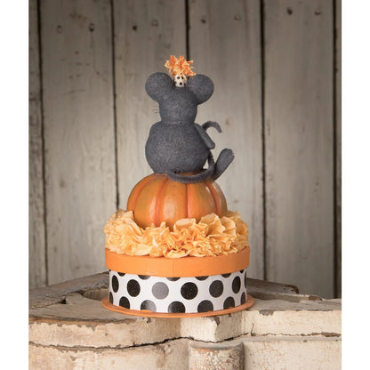 Bethany Lowe Halloween Scaredy Cat Mouse on Box TL0248 - The Primitive Pineapple Collection