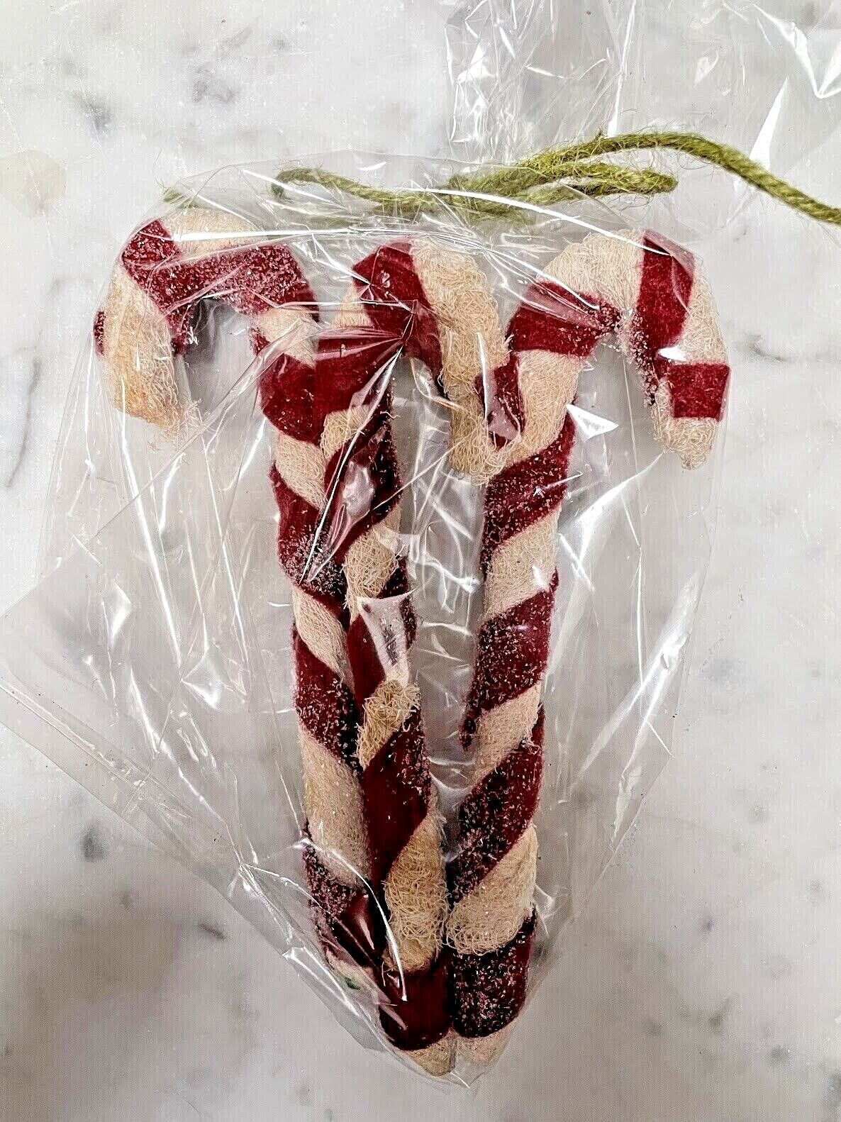 Primitive/Farmhouse Christmas Handcrafted 3pc Candy Canes - The Primitive Pineapple Collection