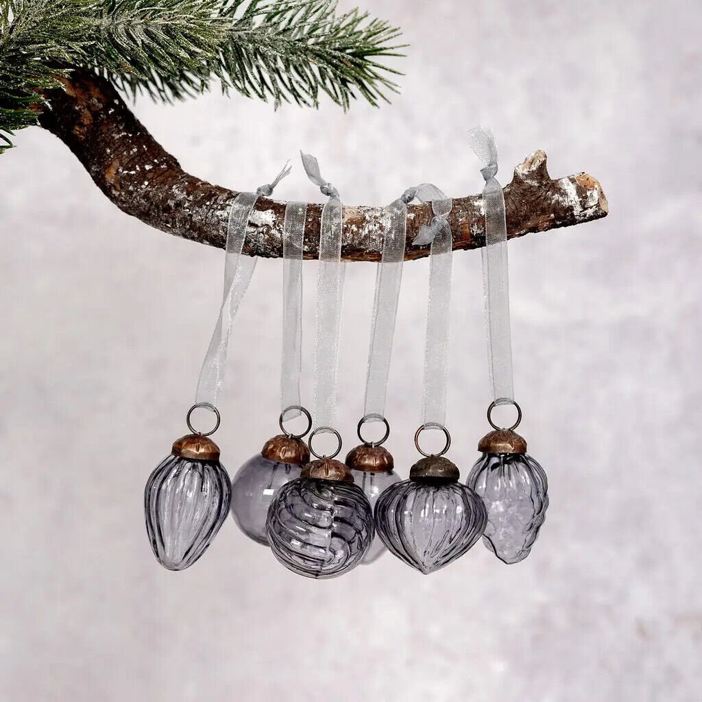 Handcrafted Christmas Handcrafted 1" Assorted Designs Glass Ornaments 6 pc Retro - The Primitive Pineapple Collection