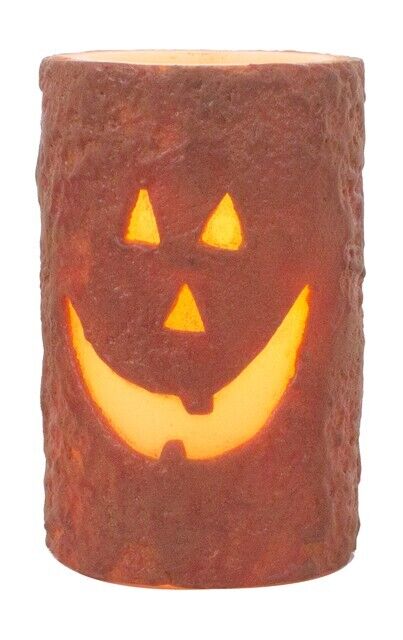 Fall/Halloween Timer 3&quot; x 5&quot; Jack O Lantern/Pumpkin LED Candle - The Primitive Pineapple Collection