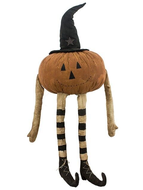 Primitive Halloween LED Pumpkin Man with Witch Shoes - 30 - The Primitive Pineapple Collection