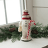 Primitive Ragon House Christmas 8.25" Vintage Look Snowman w/ Candy Cane/ Poinsettia - The Primitive Pineapple Collection