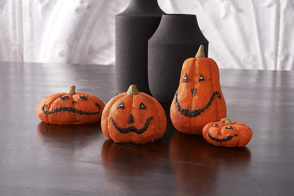 Vintage Retro Look Halloween 4 pc Grinning Jack O Lantern Figurines - The Primitive Pineapple Collection