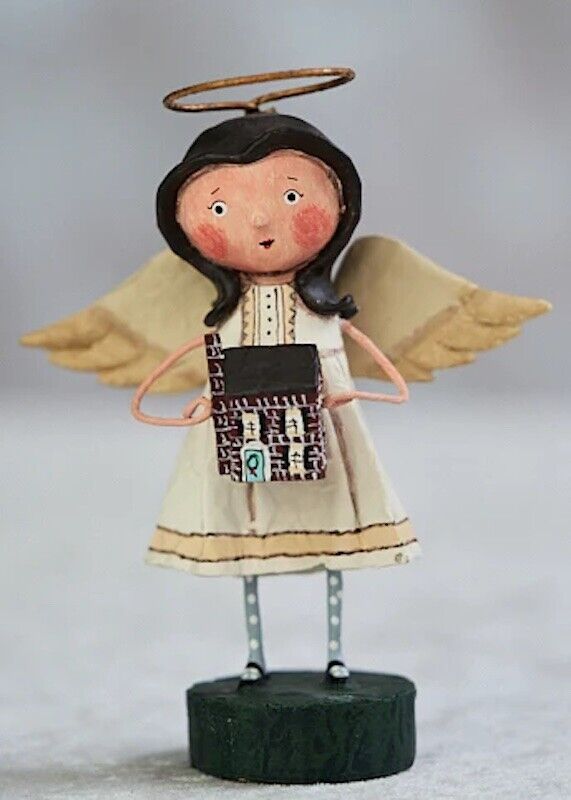 Christmas Lori Mitchell Angel of the Home 11108 w/ Saltbox House Figurine - The Primitive Pineapple Collection