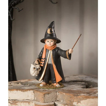 Bethany Lowe Halloween Wizard Lawrence Figurine Owl TD1213 - The Primitive Pineapple Collection