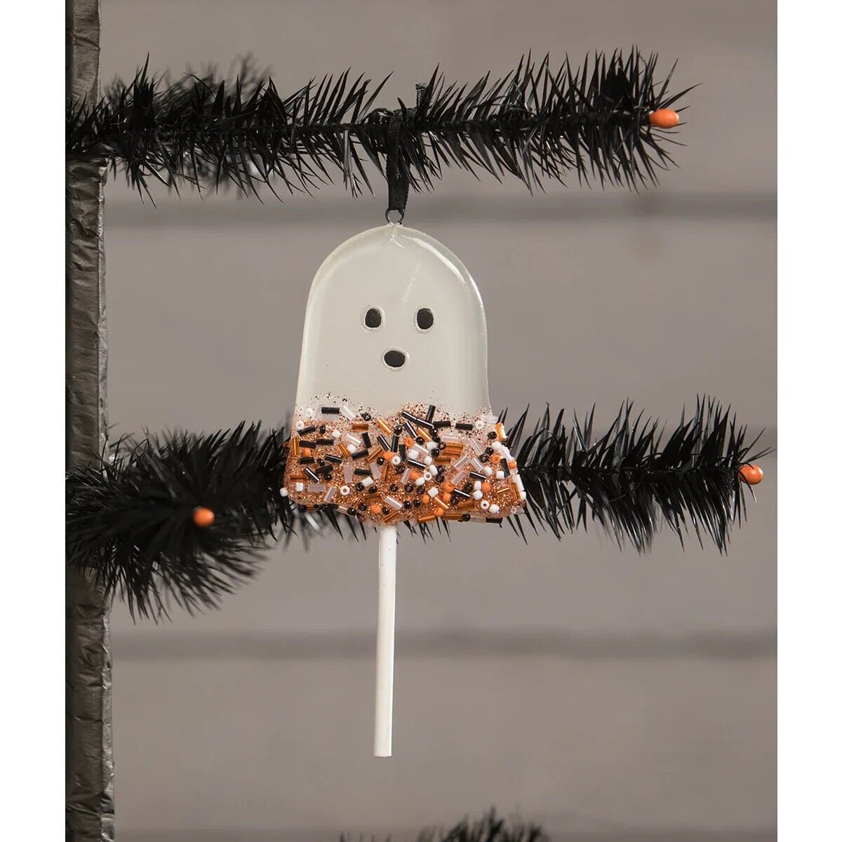 Bethany Lowe Halloween Ghostie Boy Lollipop Ornament w/ Sprinkles TF1261B - The Primitive Pineapple Collection