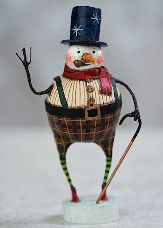 Christmas Good Tidings Snowman Figurine by Lori Mitchell 11109 - The Primitive Pineapple Collection