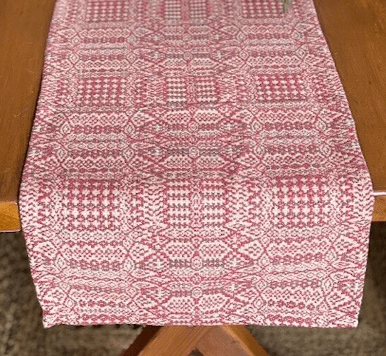 Primitive Abigail Red Green Linen Color 34" Table Topper Textile - The Primitive Pineapple Collection