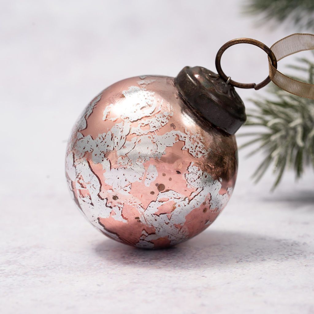 Christmas Handmade 2&quot; Medium Foil Glass Christmas Ball Bauble Collectable - The Primitive Pineapple Collection