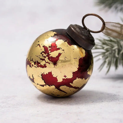 Christmas Handmade 2&quot; Medium Foil Glass Christmas Ball Bauble Collectable - The Primitive Pineapple Collection