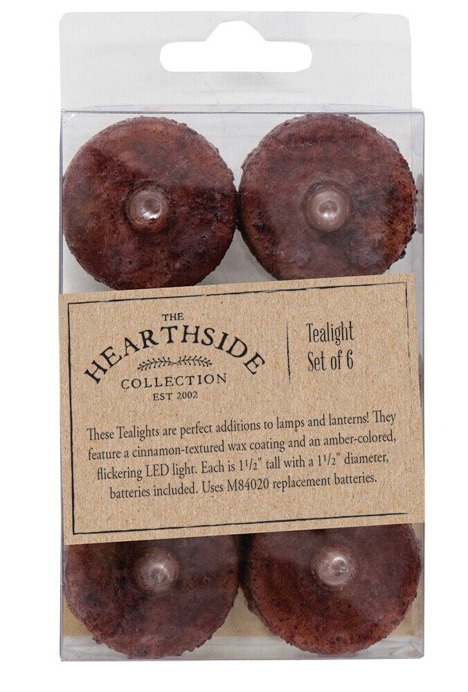 Primitive Farmhouse Burnt Burgundy Grungy LED Tealights Pack of 6 - The Primitive Pineapple Collection