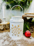 Primitive Christmas White Washed Metal Snowflake Cut Out Lantern 7" - The Primitive Pineapple Collection