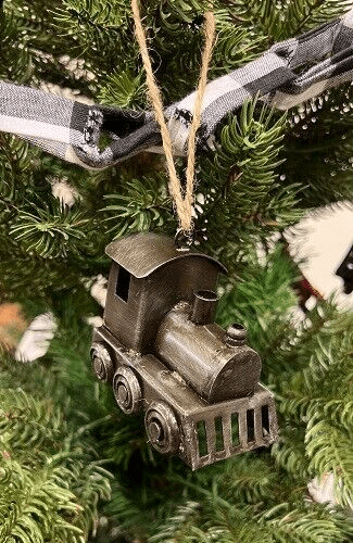 Primitive Christmas Metal Train Ornament 2.25&quot; - The Primitive Pineapple Collection