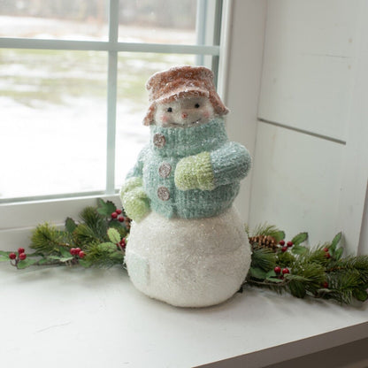 Primitive Christmas Ragon House 12.5&quot; Cheery Snowman in Sweater Figurine Collectable - The Primitive Pineapple Collection