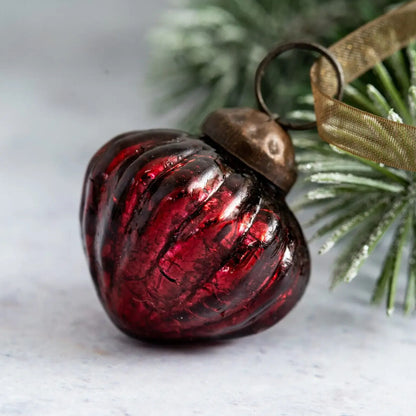 Christmas 6 pc Handmade 1&quot; Glass Christmas Lantern Shape Ornament Vintage Look - The Primitive Pineapple Collection