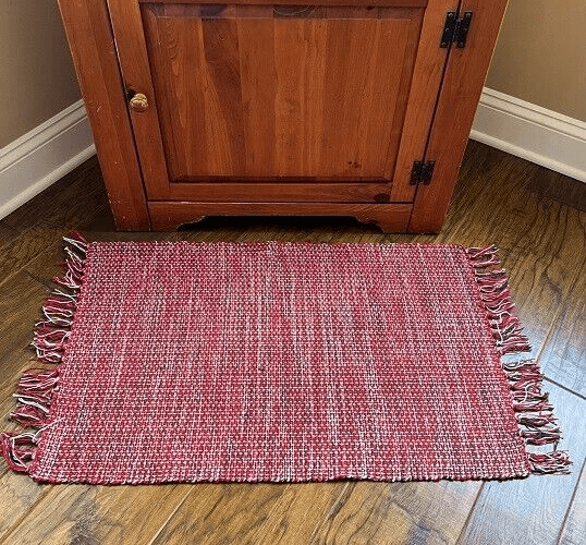 Primitive Farmhouse Christmas Rag Rug Red/ Green 27&quot; X 55&quot; - The Primitive Pineapple Collection