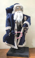 Primitive Christmas Handmade Clay Face Santa Doll on Stand Candy Cane Rag Doll - The Primitive Pineapple Collection