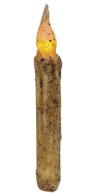 Primitive Farmhouse 6&quot; Burnt Ivory Twisted Flame Timer Taper - The Primitive Pineapple Collection