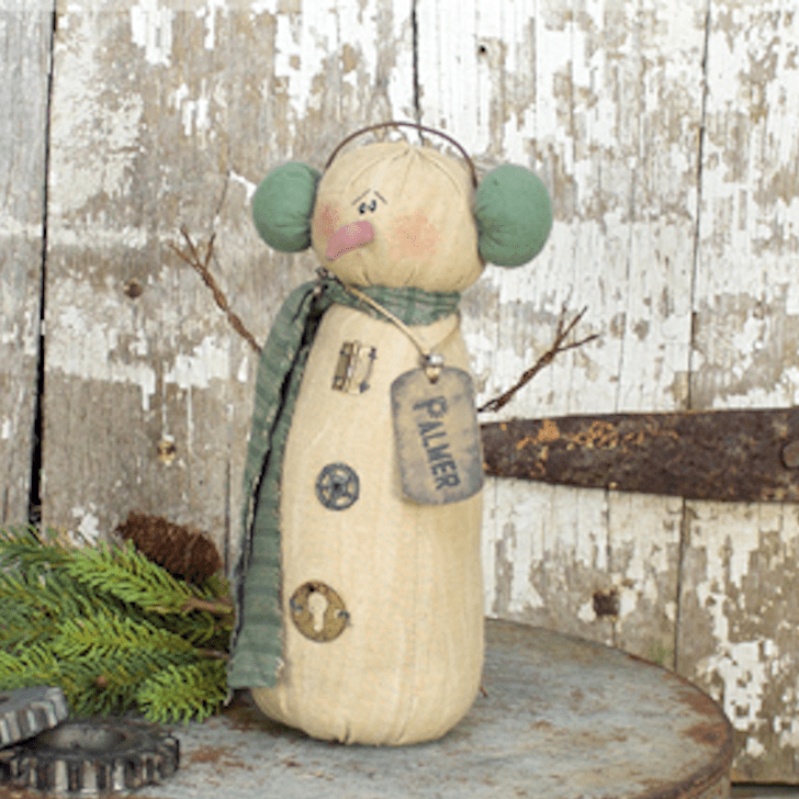 Honey and Me Christmas Palmer Salvage Snowman Doll 9” C170395 - The Primitive Pineapple Collection