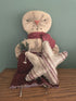 Primitive Handcrafted Frankie Flake Snowman w/ Rustic Fabric Ticking Star 18" - The Primitive Pineapple Collection