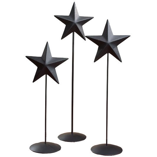 Primitive Country Farmhouse Black Star Pedestal 3pc - The Primitive Pineapple Collection