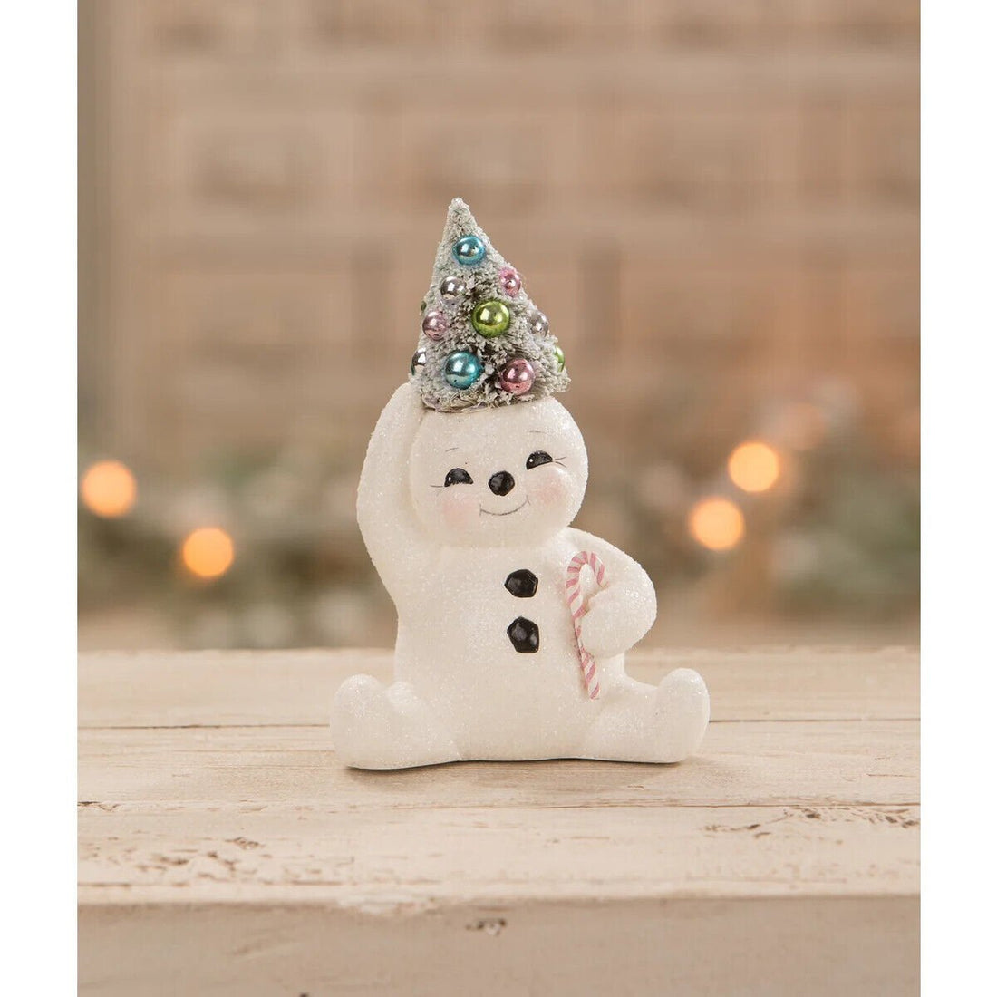 Bethany Lowe Christmas Pastel Candy Cane Snowman With Tree TL1356 - The Primitive Pineapple Collection