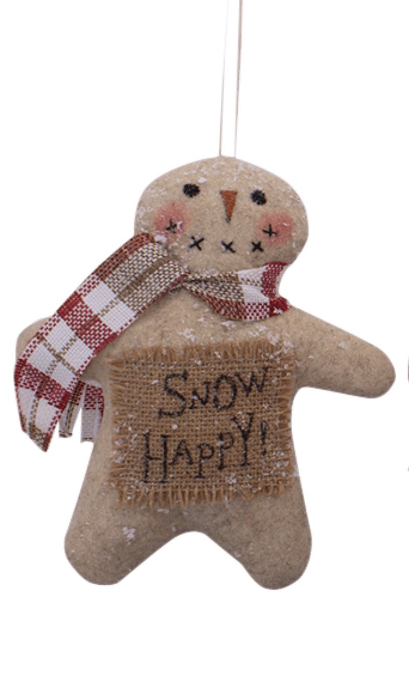 Christmas Folk art Snow Dusted Snowman Doll 8.5&quot; 3 Styles Scarf - The Primitive Pineapple Collection