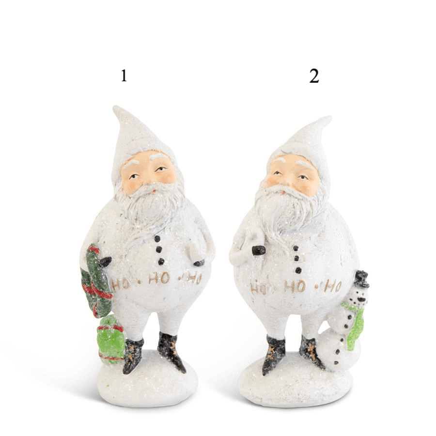 Primitive Folk Art Glitter White Santa 6.5&quot; Inch 2 styles - The Primitive Pineapple Collection