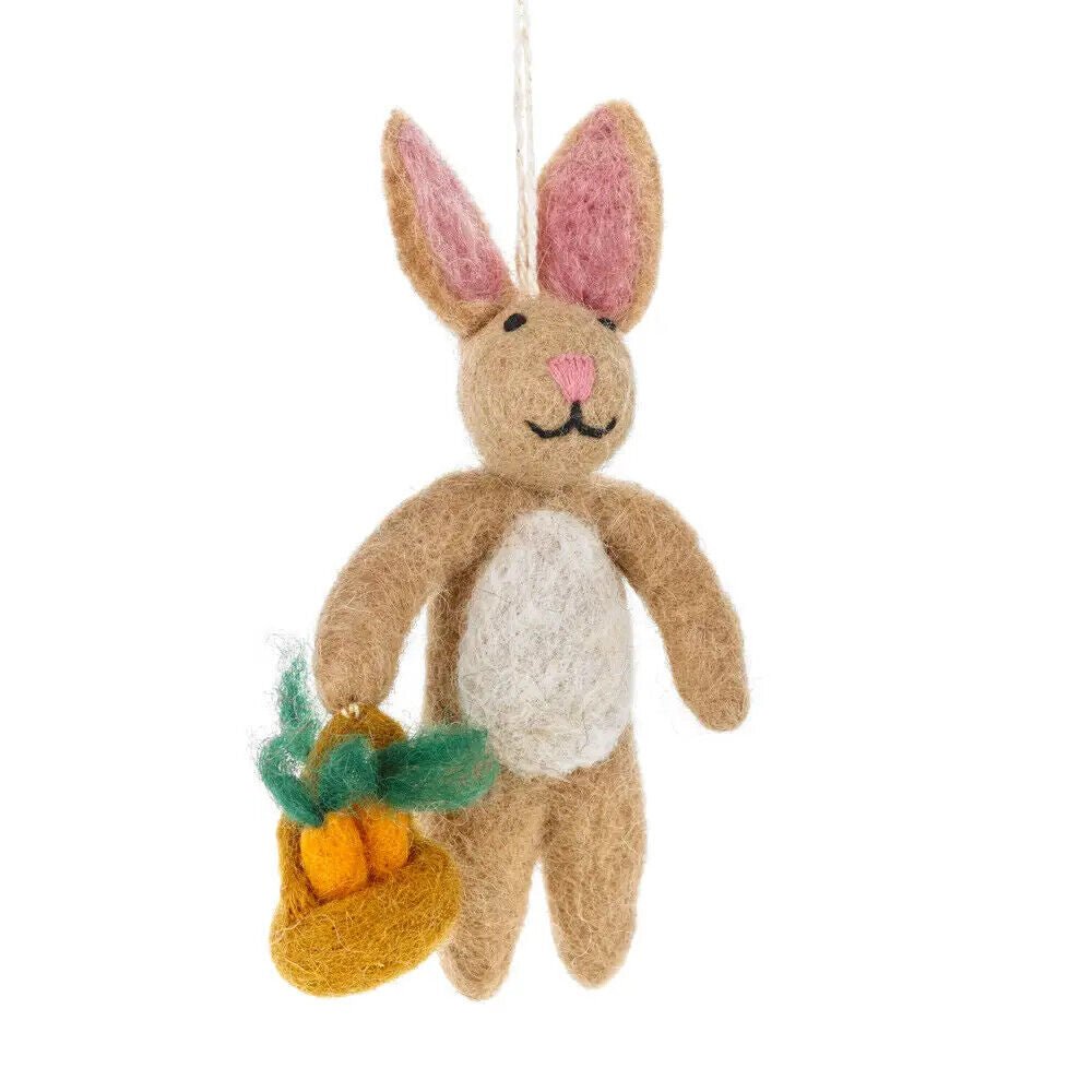 Primitive Folk Art Handmade Felted Wool Peter Rabbit Easter Ornament 5&quot; - The Primitive Pineapple Collection